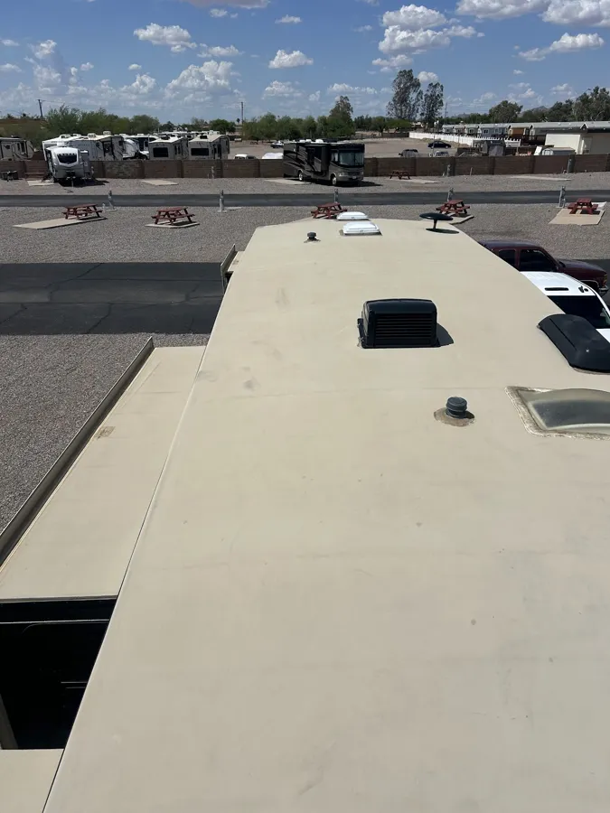 RV roof scrubbed clean at an RV park