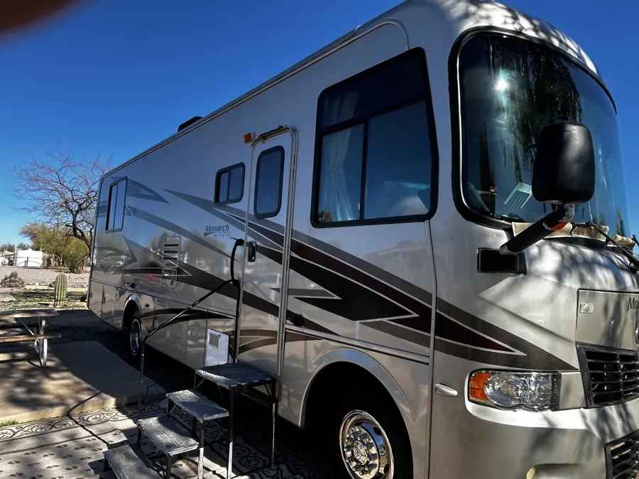 Class A motorhome detailed at an Arizona RV resort
